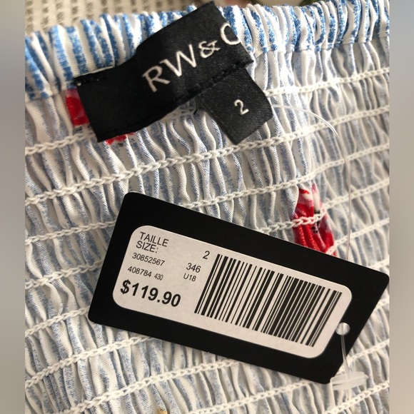 RW&Co Blue Striped Floral Dress with front tie detail - Picture 3 of 3